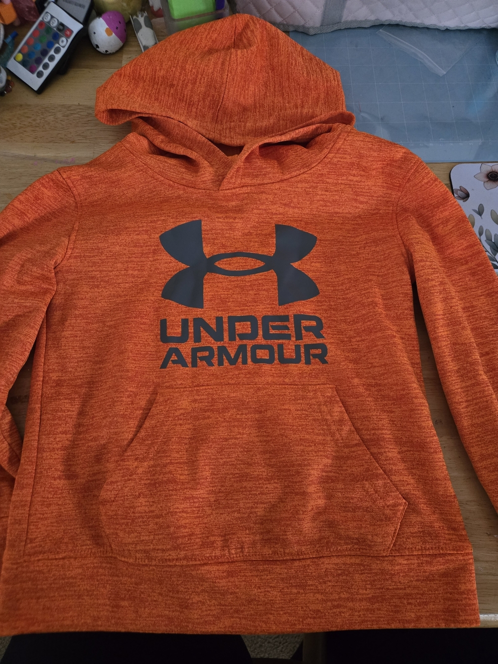 Under Armour Heathered Orange Hoodie with Black Logo